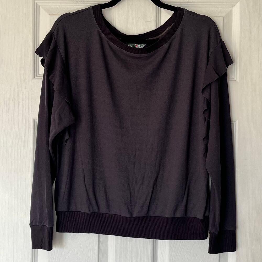 Hard Tail Lightweight Ruffle Trim Sweatshirt - Size S